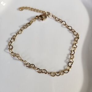 Gold stainless steel hearts link anklet